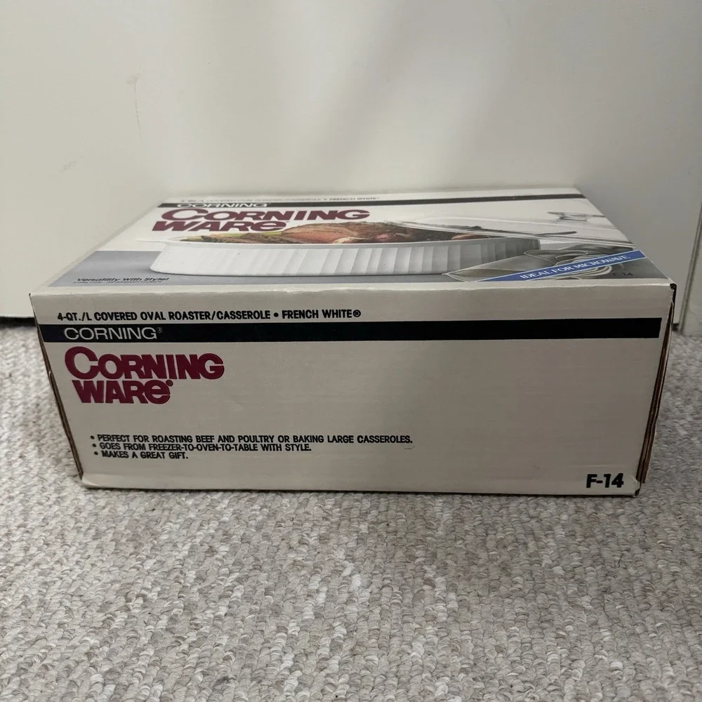 Vintage CorningWare F14 French White 4 Qt Roaster Casserole 1986 14.5 New in Box